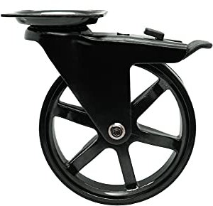 Headbourne 8300E Designerrolle, glänzend schwarz, Vintage-Serie, 10 cm, 6 Speichen, 4 Stück