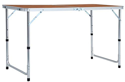 Festnight Campingtisch Klappbar Höhenverstellbar 120x60 cm Klapptisch Camping Tisch Falttisch Aluminium Tragbar Leicht Beistelltisch Faltbar Gartentisch Belastbarkeit: 30 bis 50 kg