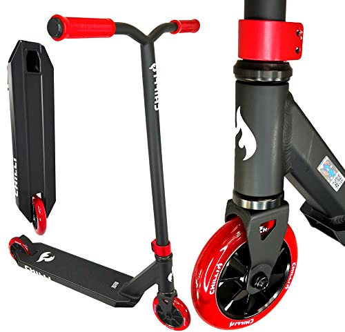 Chilli Pro Base Stunt-Scooter Park-Trick-Tret-Roller + Fantic26 Griptape (Base S H=79 Schwarz/Rot)