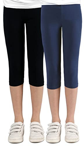 Staccato Capri Leggings Mädchen - 3/4 Hose, bequem, elastisch, vielseitig kombinierbar - Farben: Blau, Schwarz, Pink, Weiß, Größen: 92-176