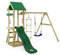 Gioco da giardino WICKEY TinyCabin con altalena e scivolo verde, struttura da esterno per bambini con sabbiera, scaletta e accessori da gioco