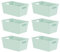 simpa 4L 4 Litre Plastic Storage Basket Studio Organiser Trays with Handles - Sage Green, Set of 6 Trays - 11cm (H) x 25cm (L) x 17cm (W)
