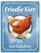 Frische Eier zu verkaufen Metallschild XXL in 28x38 cm mit Huhn Motiv für den Bauernladen oder Dekoration am Hühnerstall