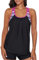 IHCEMIH Maillot de Bain 2 Pieces Femme Tankini Push up Rembourre Amincissant Taille Haute Mayo Maillots de Piscine Plage Natation Été Vintage Monokini Top Bikini Boxer Short Ensemble Madame Noir M