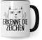 Tasse motif chat reconnaît les signes - Tasse rigolote Cadeau humour - Mug drôle Tasse à café amusante (blanc et noir)