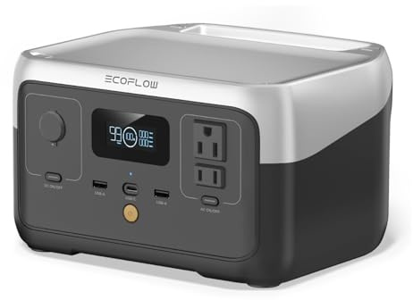EF ECOFLOW Portable Power Station RIVER 2, 256Wh LiFePO4 Battery/ 1 Hour Fast Charging, 2 Up to 600W AC Outlets, Solar Generator (Solar Panel Optional) for Outdoor Camping/RVs/Home Use