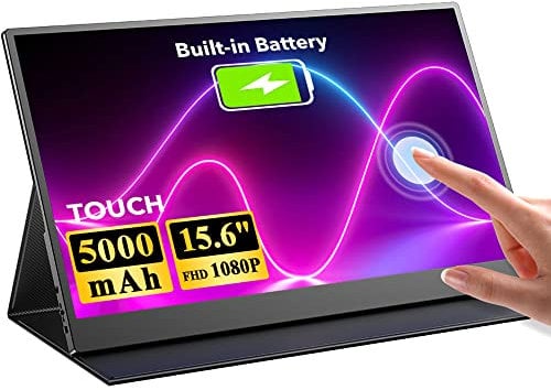 UPERFECT 15.6 Portable Monitor Touchscreen with 5000mAh Rechargeable Batteries, 1080P Full HD IPS USB C Monitor with Standard HDMI, Type-C, and OTG Port for Laptop, PC, Phone, Xbo, PS