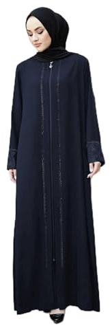 istanbul styles Damen-Abaya, Spitzenapplikation, langärmelig, bodenlang, Reißverschluss, bodenlang, Türkei, islamische Mode