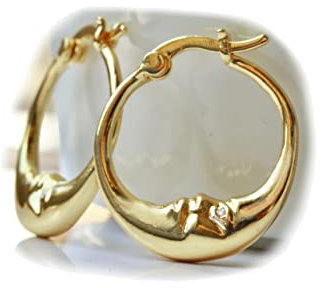 Creolen Mond vergoldete Ohrringe mit Halbmond und Zirkonia als himmlisches Geschenk für sie