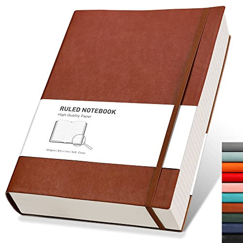 RETTACY Notizbuch A4 liniert - Dickes Tagebuch mit 320 nummerierten Seiten, 1 Rücktasche und hochwertigem Softcover für Frauen und Männer im Büro oder in der Schule, 21,5 x 27,9cm