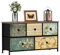 VEDECASA - Comò con 5 cassetti, toletta bohemién con pannello in legno, cassetti in tessuto, struttura in metallo, a torre, organizer per soggiorno o cameretta dei bambini, stile rustico