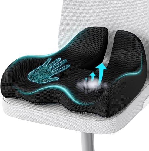 A-Pce Orthopädisches Sitzkissen für Bürostuhl, Autositz und Rollstuhl, Memory-Schaum Ergonomisches Sitzkissen für Coccyx und Ischias, Lenden Unterstützung für Langes Sitzen, Schwarz