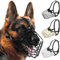 BUDKAS German Shepherd Dog Muzzle Metal Basket for Medium Large Dogs Adjustable Durable Leather Straps Secure Wire Mask for Biting Chewing Barking (Black, L - Size)