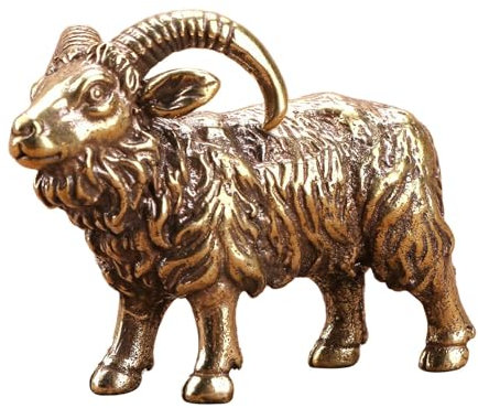 Folpus Messing Ziege Skulptur Schaf Miniatur dekorative Statue Kupfer Schaf Figur für Arbeitszimmer