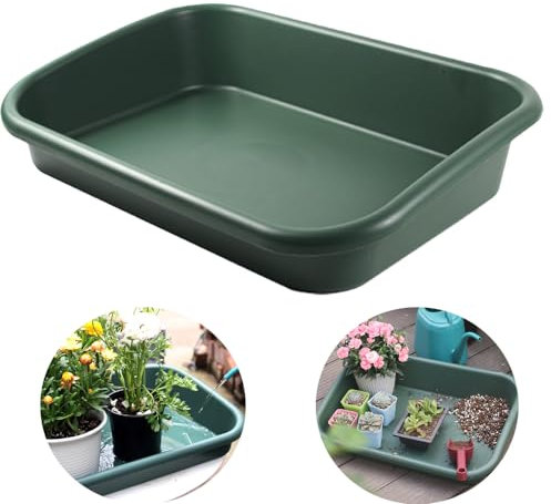 Defemim Garden Tidy Tray, Multifunctional One Piece Potting Tray for Seeding, Mixing, Growing and Pot Storage, Succulent and Cactus Soil Potting Mix Tray 23x16.4x4.3,Green