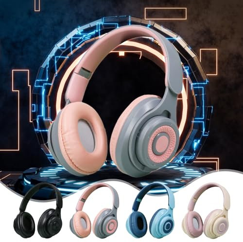 Generic Foldable Bluetooth Headphones,5.3 Bluetooth Wireless Headset Noise Cancellation Bluetooth Headphones,Lightweight Headset with Mic Charging Case Display Headphone for Game Music Play (Gray)