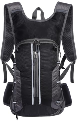 Guittly Fahrradrucksack klein mit Helmnetz, MTB Rucksack - Ultraleicht 330g / 10L, Wasserdicht Rucksäcke für Herren & Damen, Trinkrucksack Fahrrad für Radsport,Camping,Laufen (Grau)