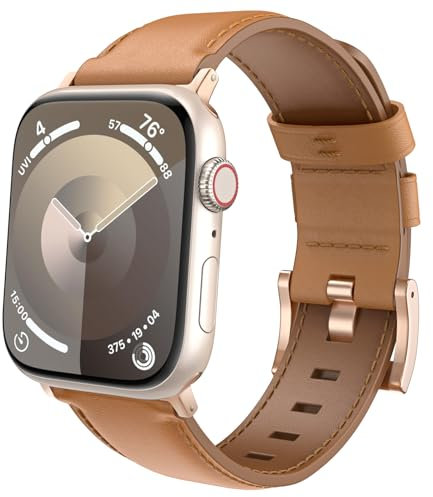 Cinturino in pelle per Apple Watch Series 10 42mm/Series 9 8 7 6 5 4 3 2 1 SE 38mm 40mm 41mm, cinturino di ricambio in pelle vintage per uomo e donna, Marrone