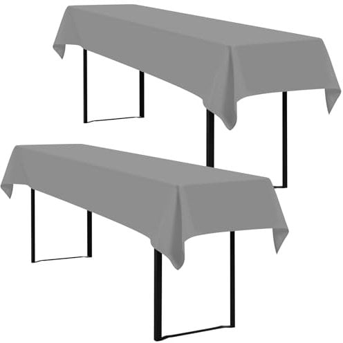 YMHPRIDE 2 Stück Biertisch Tischdecke,für 50-70 cm Tischbreite,Biertisch Biertischhussen Bierzeltgarnitur Rechteckige Tischdecken Waschbar 100x260cm für Gartenbankett-Gartenmöbel.(Hellgrau)