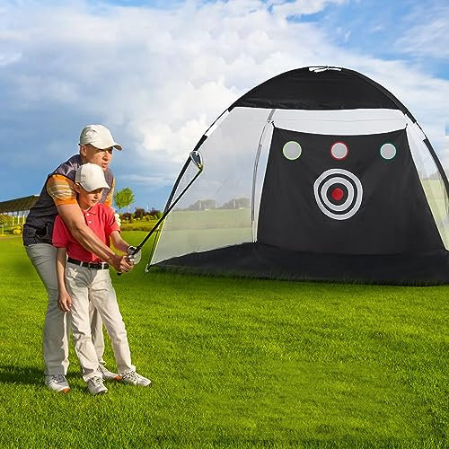 TUKAILAI 10FT Golf Practice Hitting Nets Golf Hitting Net with Turf Foldable Golf Practice Net with Carry Bag Golf Training Net for Indoor & Outdoor Backyard Driving Chipping