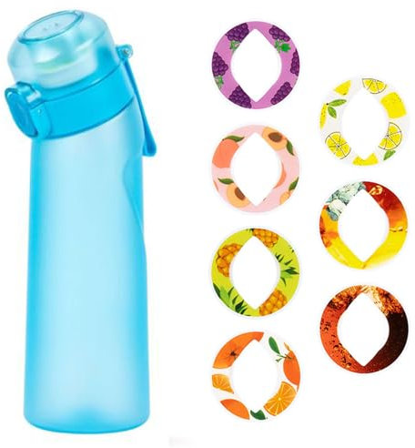 Luft Wasserflasche Trinkflasche 650ml Sport Air Wasserflasche mit Pods Trinkflasche mit 7 Geschmack Pods BPA Frei zum Laufen und im Fitnessstudio (B)