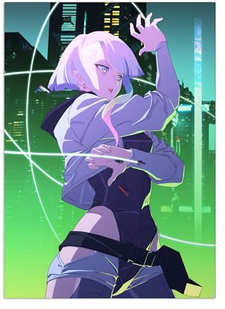 Displate Offiziell Cyberpunk MetallPoster Magnetische Befestigung Inklusive Lizenziert Bilder Hochwertiges Poster Cyberpunk Edgerunners - Lucy Edgerunners Poster 45 cm x 32 cm