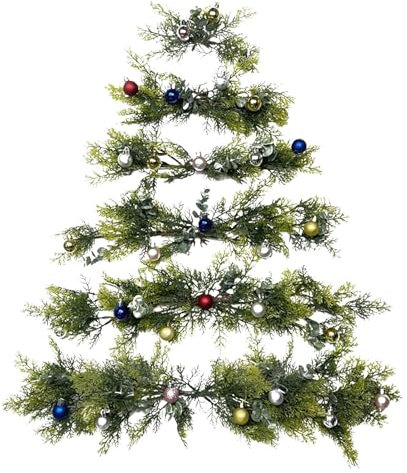Appendere a parete - Albero di Natale con campanelli, Albero di Natale da appendere a parete | 6 alberi di Natale con campanelle, alberi di Natale fatti a mano montati a parete per decorazioni murali