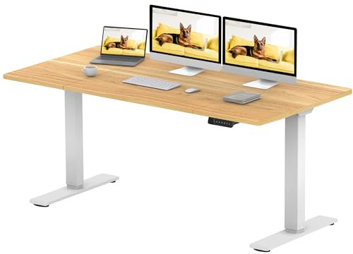 SANODESK Q1 Pro Escritorio Elevable Eléctrico con 2 Motores 160 x 70 cm con 4 Funciones de Memoria, Capacidad de 120 kg, Ideal para Oficina en Casa y Gaming (Arce)