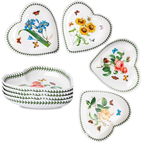 KXZ 22oz Ceramic Plate, Heart-Shaped Dessert Plate, White Appetizer Plate, Salad Place Plate, Restaurant Utensils, Microwave, Oven And Dishwasher Safe, White With Floral Pattern, Set Of 4