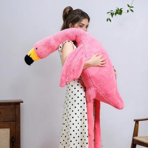 Labauxite Oreiller en peluche flamant rose flamant rose, cadeau pour enfants et adultes (51 pouces)