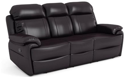 Bostonsofa Leder-Sofa Orlando mit Relax-Funktion - Zero-Wall-Technologie - höhenverstellbare Rückenlehne und Fußstütze, bequem – ideal für Wohnzimmer - langlebig - pflegeleicht - Dunkelbraun
