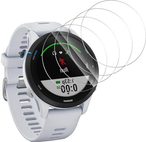 Jaavkkma 4 Piezas Protector Pantalla para Garmin Forerunner 255/255 Music Cristal Templado, 9H/Sin Burbujas, Película Protectora para Garmin Forerunner 255/255 Music - HD Transparente Vidrio Templado