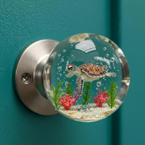 Homtrator Universal Crystal Ball Decorative Door Handle, Unique Decorative Door Handle, Retro Vintage Round Resin Pattern Knobs, Flower Insect Marine Life Knob Decoration, For Cupboard Wardrobe