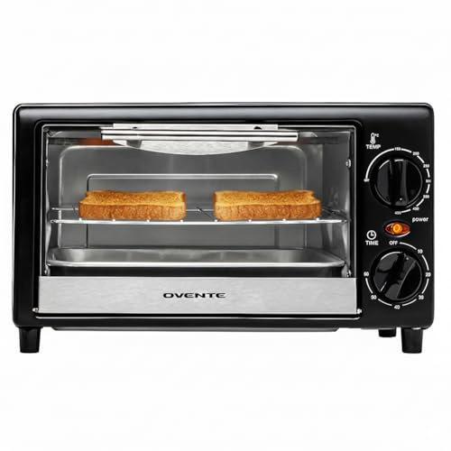 OVENTE 8L Toaster Oven, Adjustable Temperature, 60-Min Timer, Black TO2808B