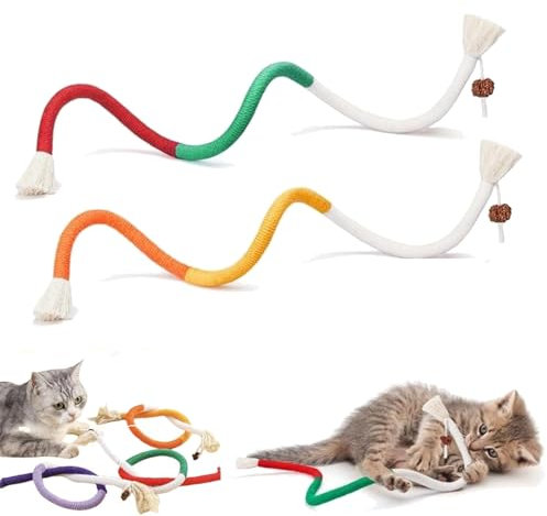 Celery Pets Cat Chew Rope, Cotton Chew Rope Toys for Cats, Catnip-Infused Organic Cotton Chew Rope Toys 𝐟𝐨𝐫 Cats, 𝐟𝐨𝐫 All Breeds 28 Inches String (2pcs A)
