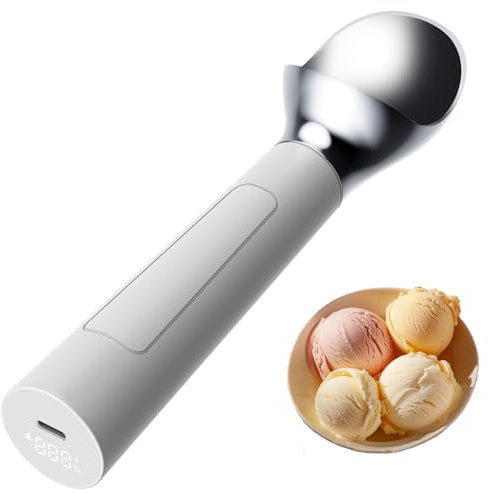 OBEST Elektrische Beheizte Eisportionierer,Wiederaufladbare Eisportionierer mit LED Anzeige,Leicht zu reinigen Edelstahl,Eiskugelportionierer für Hartes Eis