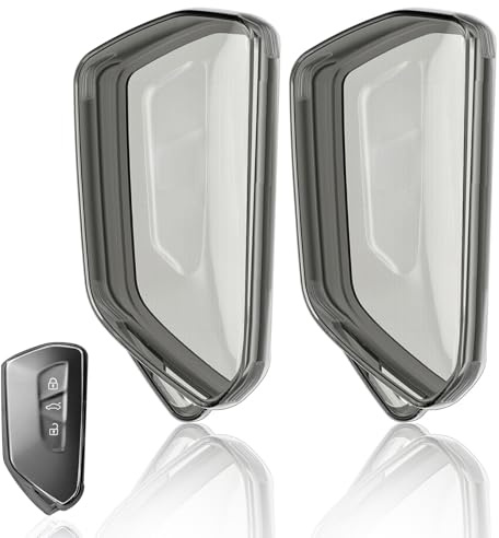 Funda Llaves Transparente 2 Paquetes Protector para VW Golf 8 | Carcasa Llave Coche 3 Botones Funda de Silicona para Mando de Coche Compatible con VW Lamando Teramon ID.4X ID.3 ID.6X