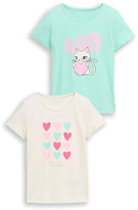 TOM TAILOR Mädchen Kinder T-Shirt mit Print im 2-er Pack
