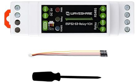 ESP32-S3 WiFi Relay Module, Industrial 1-Channel Relay Controller with RS485 Interface, Bluetooth 5, DIN Rail Mount, 10A Relay Switch for Smart Home, IoT, Fits Arduino