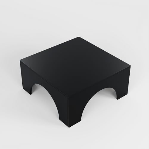 Modern Black Coffee Table, 80 x 80 x 37 cm | 100% Melamine Coated Particle Board, 18 mm Thick | Stylish & Functional Design for Contemporary Living Spaces
