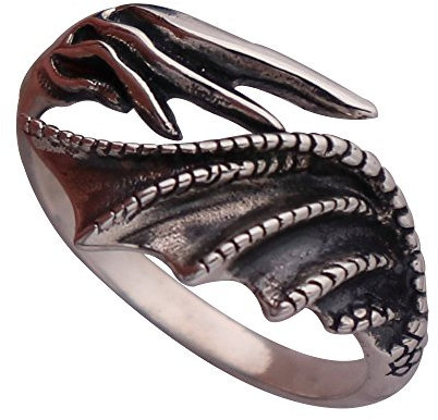 Schwarz 925 sterling silber dämon drachen flügel ring für herren verstellbar