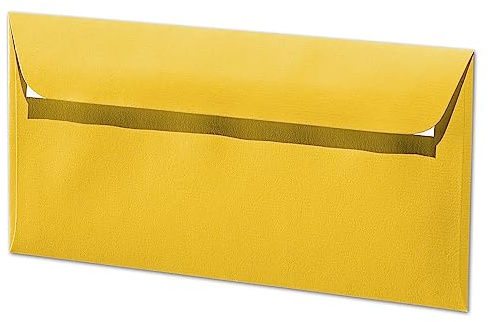 ARTOZ 50x Briefumschläge DIN Lang Sonnengelb 100 g/m² selbstklebend - DL 224x114 mm - Kuvert ohne Fenster - Umschläge mit Haftklebung Abziehstreifen