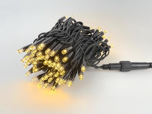 LEDZEIT - Profi Serie - LED Verlängerung Lichterkette, Ohne Netzkabel, Dauerlicht, 10m, 100er Warmweiß LEDs, Muss mit Basislichterkette verbunden Werden, Erweiterbar, Wasserdicht IP67, Innen und außen