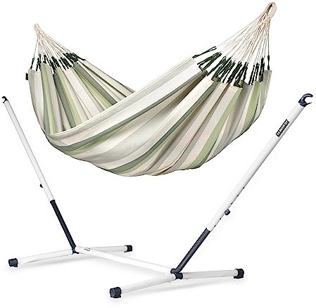 LA SIESTA® - Brisa - Klassische Doppel + Stahl-Gestell Hängematte, handgefertigt in Kolumbien, mit 160 cm Breite für entspannte Momente drinnen und draußen. (Cedar)