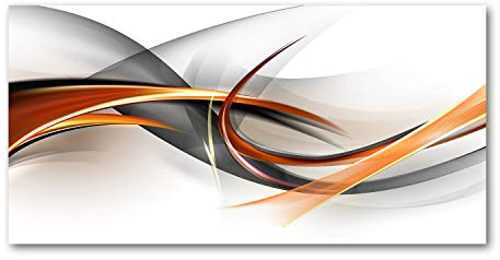 Tulup Glas-Bild Wandbild aus Glas - Wandkunst - Wandbild hinter gehärtetem Sicherheitsglas - Dekorative Wand für Küche & Wohnzimmer 140x70 - Kunst: modern & klassisch - Abstrakte Wellen - Orange