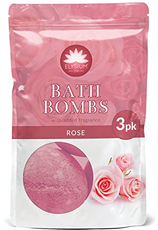 Elysium Spa Rose Bath Bombs | For Soothing Relaxing & Bathing, Rose Scented (3 x 50g)
