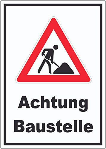 Achtung Baustelle Aufkleber Arbeitsstelle A4 (210x297mm)