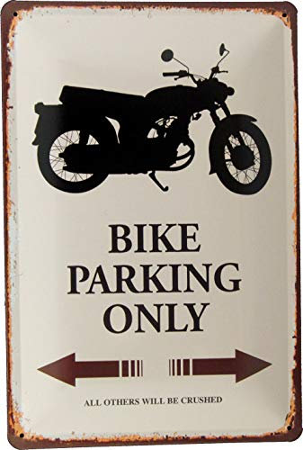 Tin Sign Blechschild 20x30 Bike Parking Only Motorrad Motorbike Moped im Used Look Design Parkplatzschild Reserviert Parken verboten