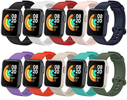 BDIG 10 Pcs Correas Compatible para Xiaomi Mi Watch Lite/Redmi Watch, Pulsera Colorido Suave Silicona Reloj Recambio Brazalete Impermeable.
