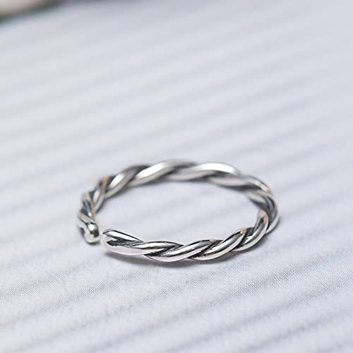 sis-woner s925 Silber verdrehter Draht geflochtener offener Ring für alte Handwerksdekorationen